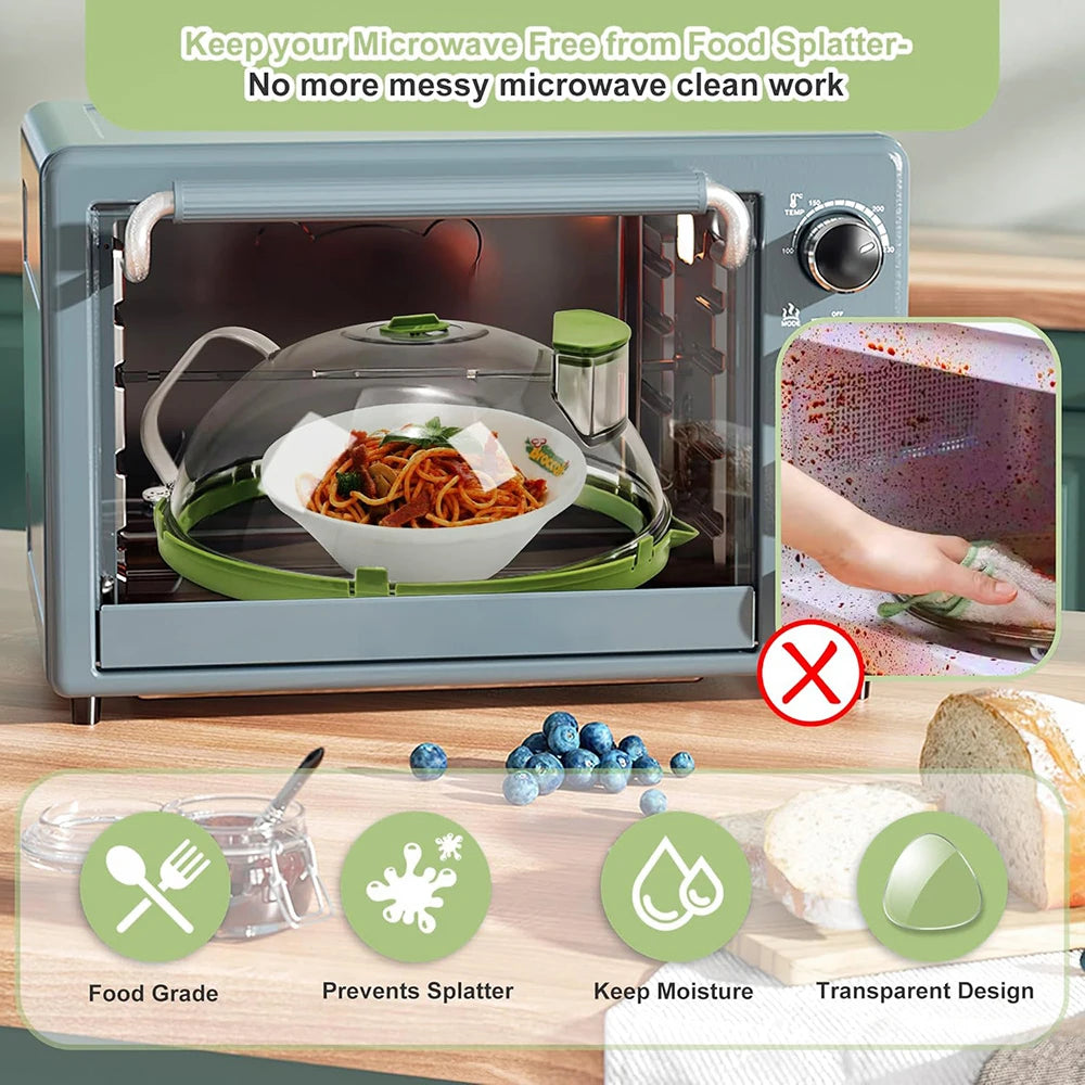 Microwave Cover for Food Clear Microwave Splatter Cover with Water Steamer and Handle 10 Inch Plate Covers Kitchen Gadgets