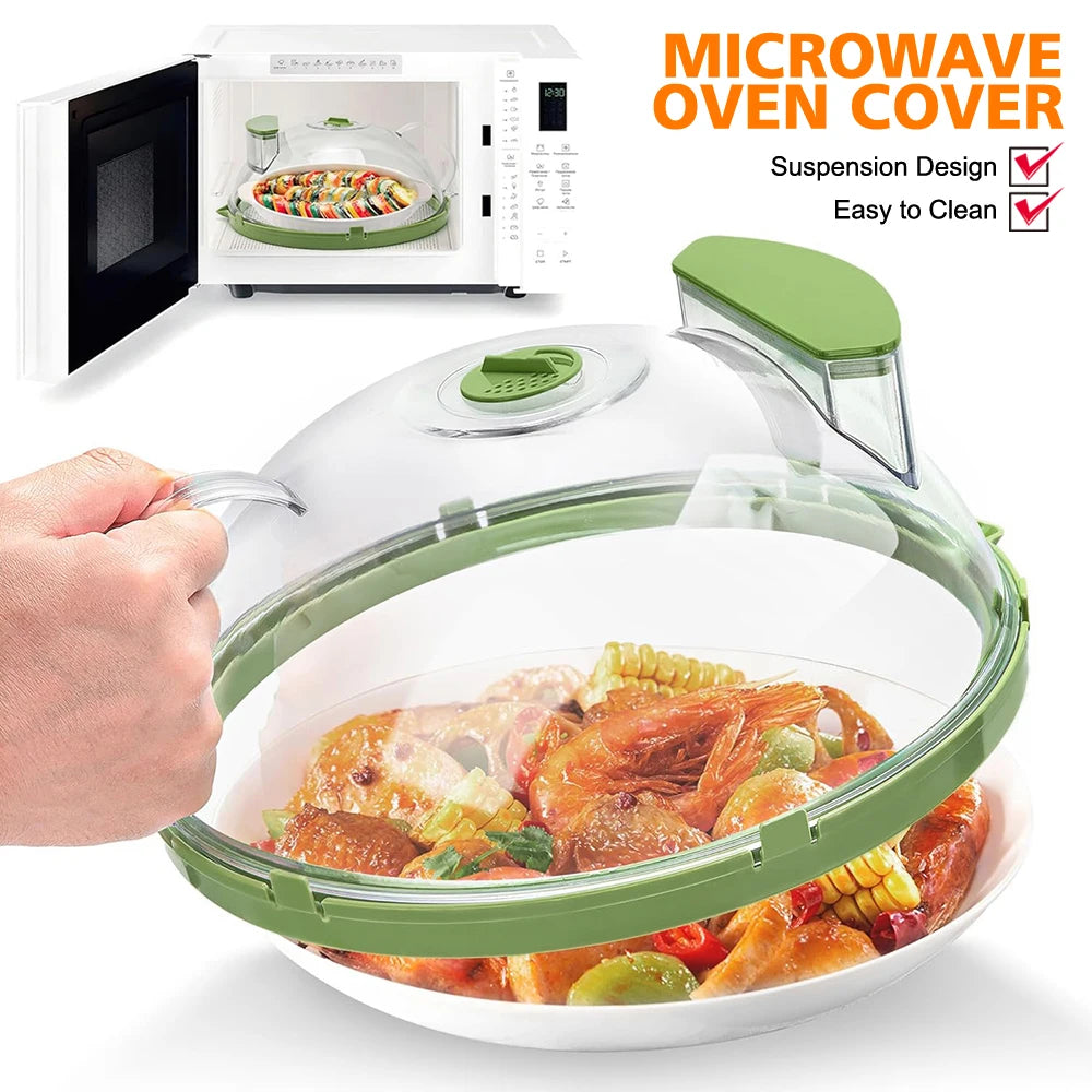 Microwave Cover for Food Clear Microwave Splatter Cover with Water Steamer and Handle 10 Inch Plate Covers Kitchen Gadgets