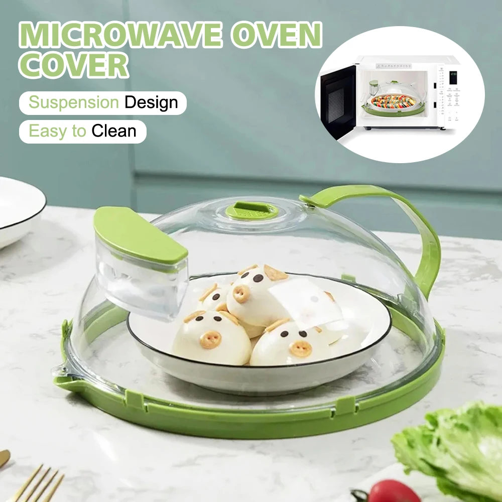 Microwave Cover for Food Clear Microwave Splatter Cover with Water Steamer and Handle 10 Inch Plate Covers Kitchen Gadgets