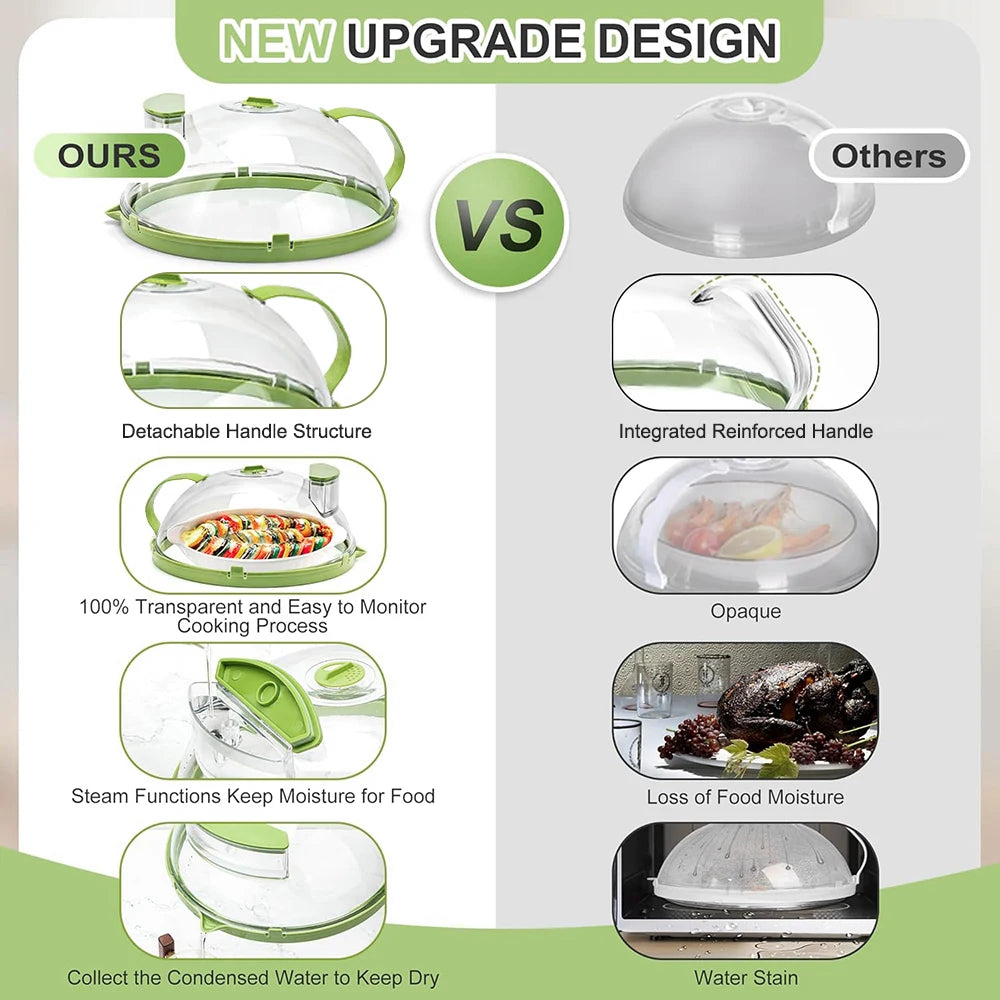 Microwave Cover for Food Clear Microwave Splatter Cover with Water Steamer and Handle 10 Inch Plate Covers Kitchen Gadgets