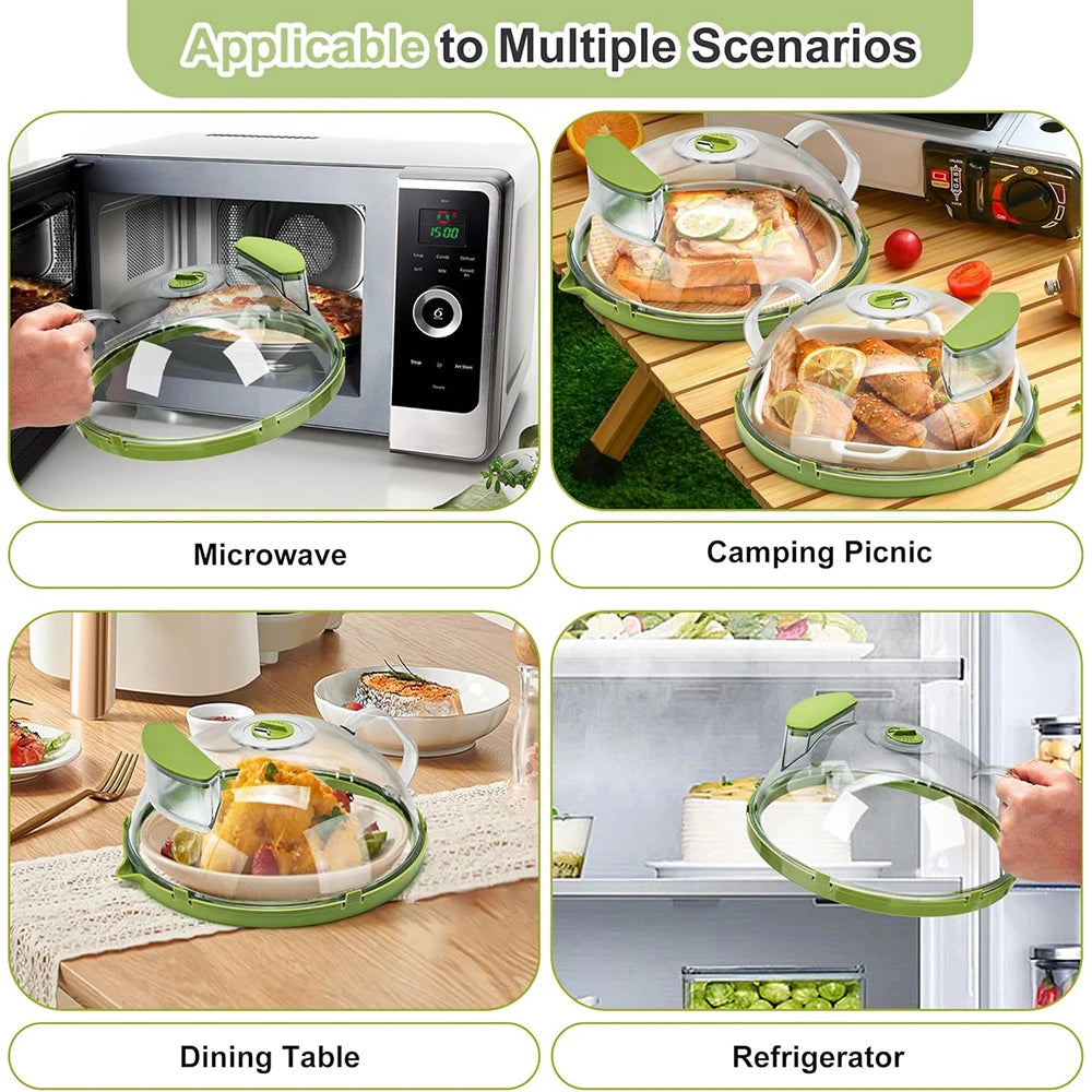 Microwave Cover for Food Clear Microwave Splatter Cover with Water Steamer and Handle 10 Inch Plate Covers Kitchen Gadgets